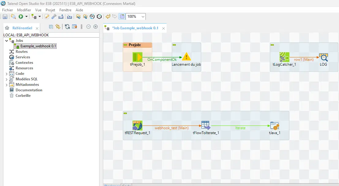 Suite de la configuration du flux
