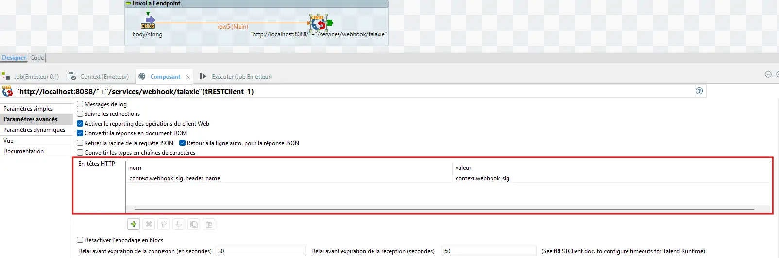tRestClient - Configuration avancée, ajout du Header