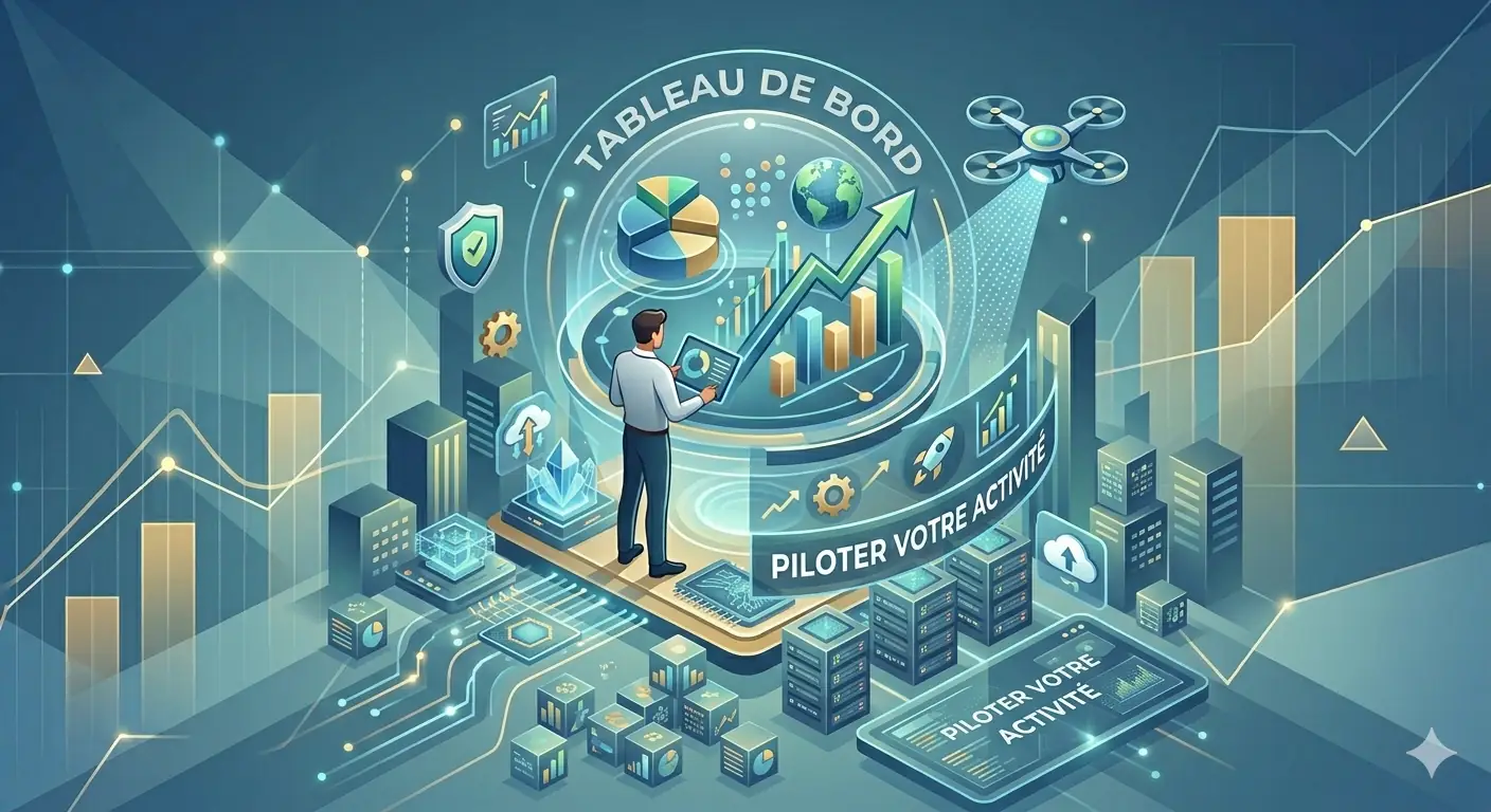 Tableau de bord de pilotage d'activité sur écran