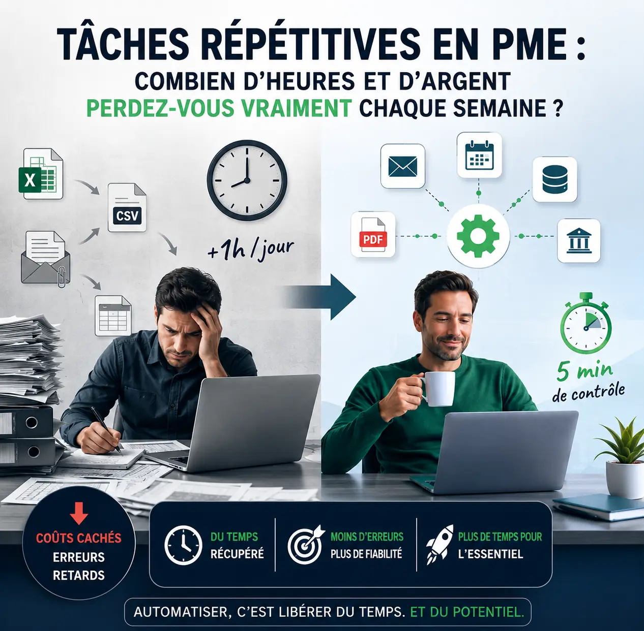 Tâches répétitives en PME : combien d'heures et d'argent perdez-vous vraiment chaque semaine ?