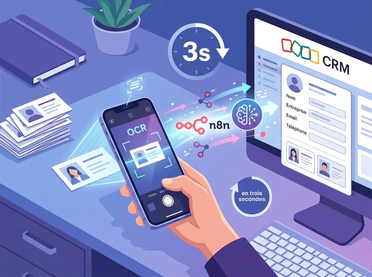 OCR de cartes de visite avec n8n : la saisie dans le CRM en trois secondes
